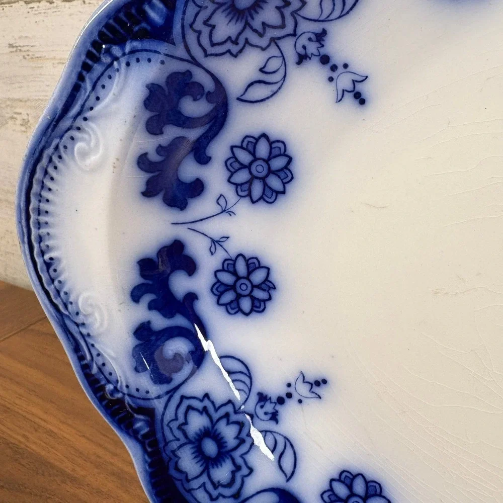 Antique Johnson Brothers Flow Blue Serving Platter 1899 14